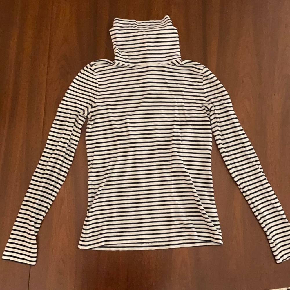 J. Crew tissue turtleneck in navy stripe